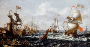 Navios em Águas Brutas de um Porto do Mediterrâneo